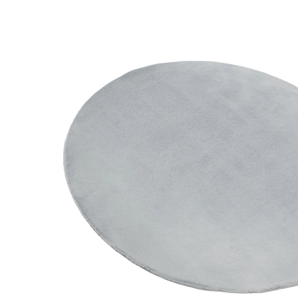 Tappeto Rotondo Grigio Chiaro in Finta Pelliccia 160 x 160 cm a Pelo Lungo per Soggiorno con Retro in Poliestere Stile Moderno