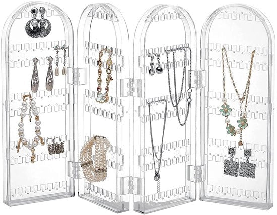 Display per gioielli trasparente - Organizzatore per orecchini, bracciali e collane - Acrilico - Spazievolutivo - 420x285x20 mm - Cassettino per gioielli