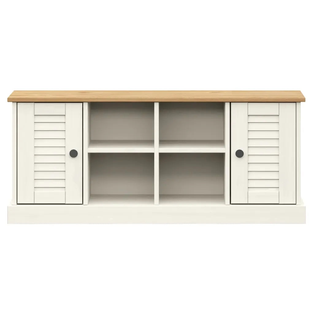 Panca Porta Scarpe Bianca VIGO 106x35x45 cm Legno Massello Pino 353179
