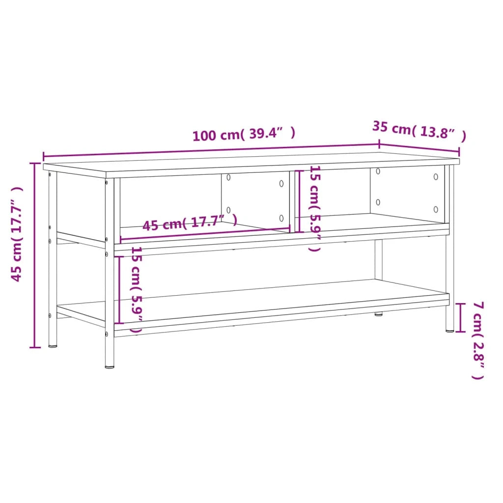 Mobile TV multimediale mensola TV credenza TV sala da pranzo soggiorno camera da letto rovere affumicato 100 x 35 x 45 cm legno ingegnerizzato marrone 02_0027270