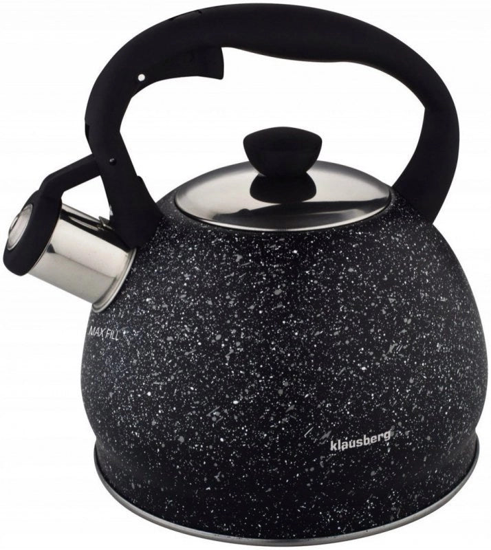 Klausberg KB-7320 Bollitore con fischietto in marmo da 2 litri con manico Soft Touch