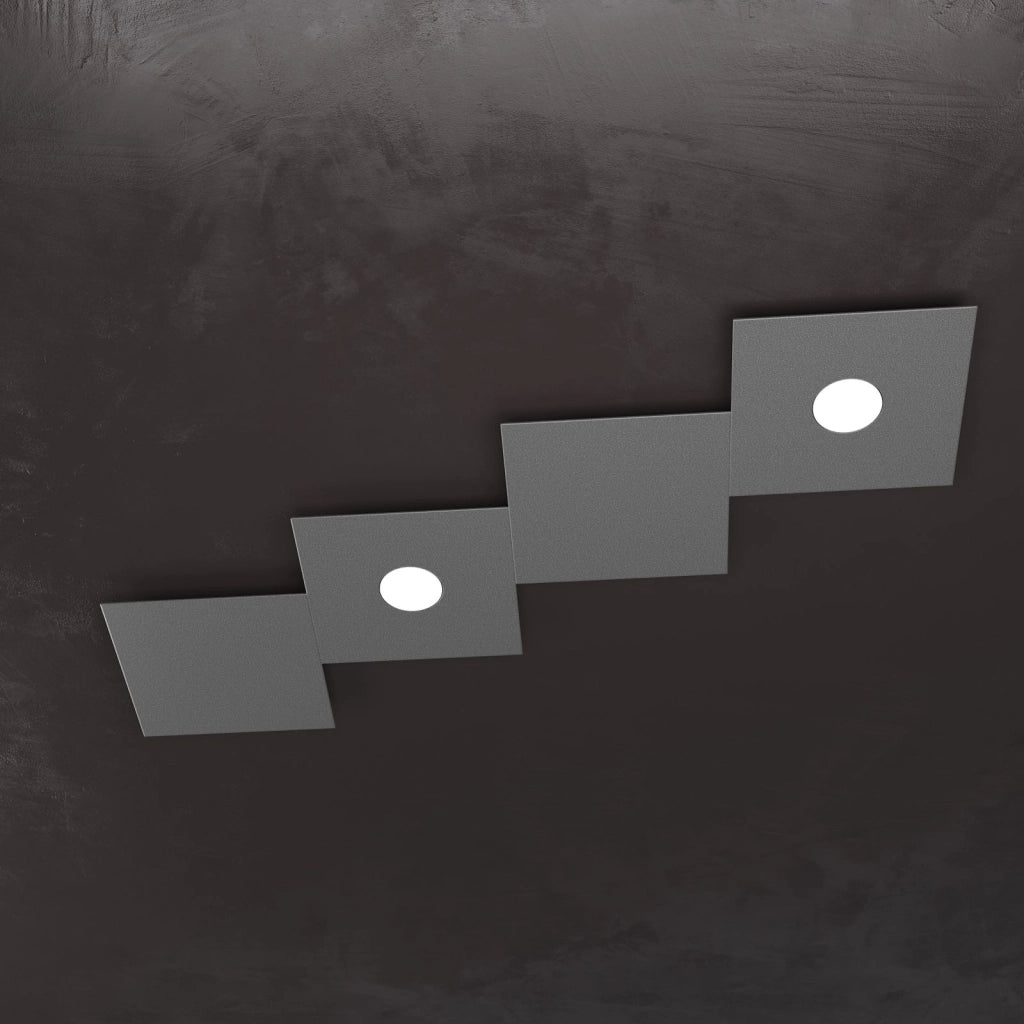 ECCENTRIC APPLIQUE-PLAFONIERA 2 LUCI + 2 DECORATIVO GRIGIO ANTRACITE 1156-2L2D-GA