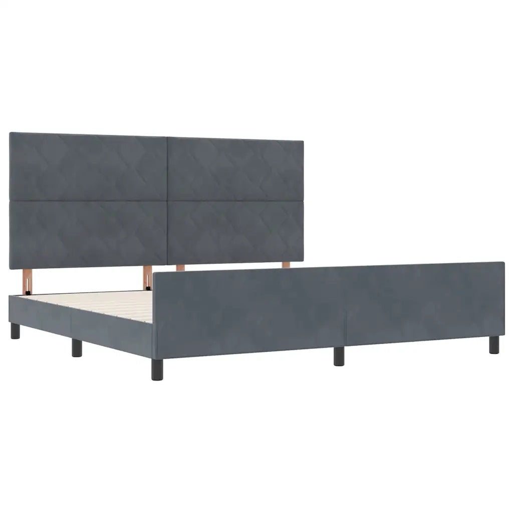 Letto a molle con testiera Grigio scuro 200 x 200 cm Velluto 3345030