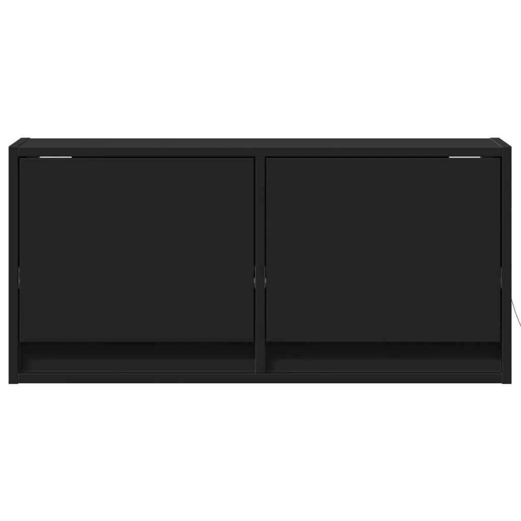 vidaXL Mobile TV a Parete con Luci LED Nero 80x31x35 cm