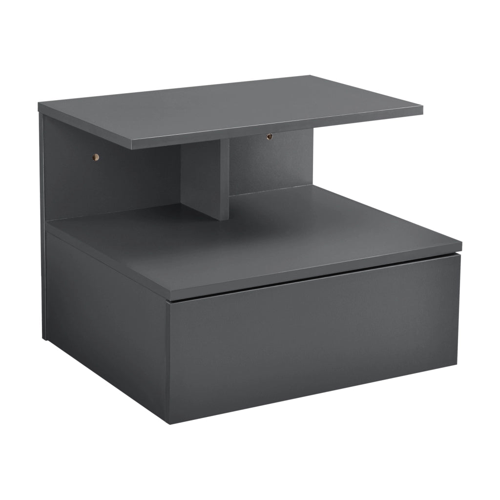 Comodino da Parete Amberg con Cassetto e Ripiani 40x35x31 cm - Grigio Scuro [en.casa]