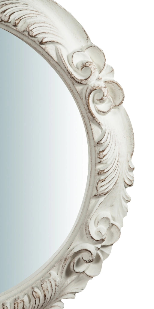 Biscottini Specchiera da parete verticale/orizzontale in legno finitura bianco anticato L66xPR5xH66 cm Made in Italy