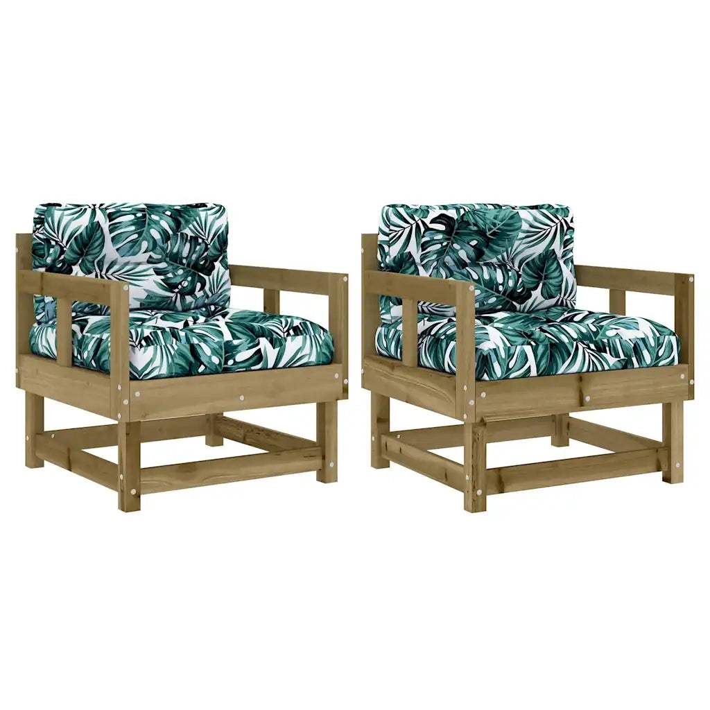 Sedia da patio-Sedie da Giardino con Cuscini 2 pz in Legno Impregnato di Pino 157453
