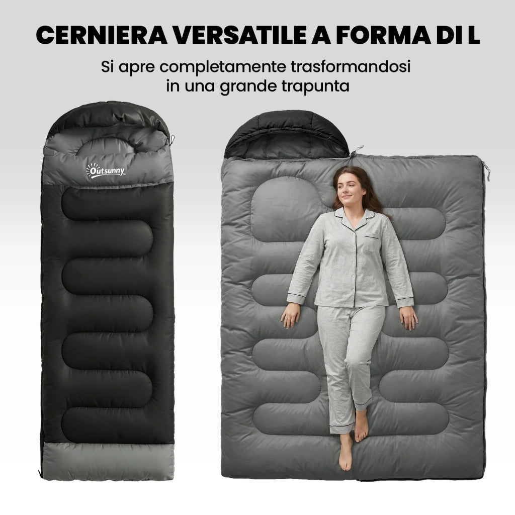 Sacco a Pelo per Adulti. Leggero e Compatto. Nero