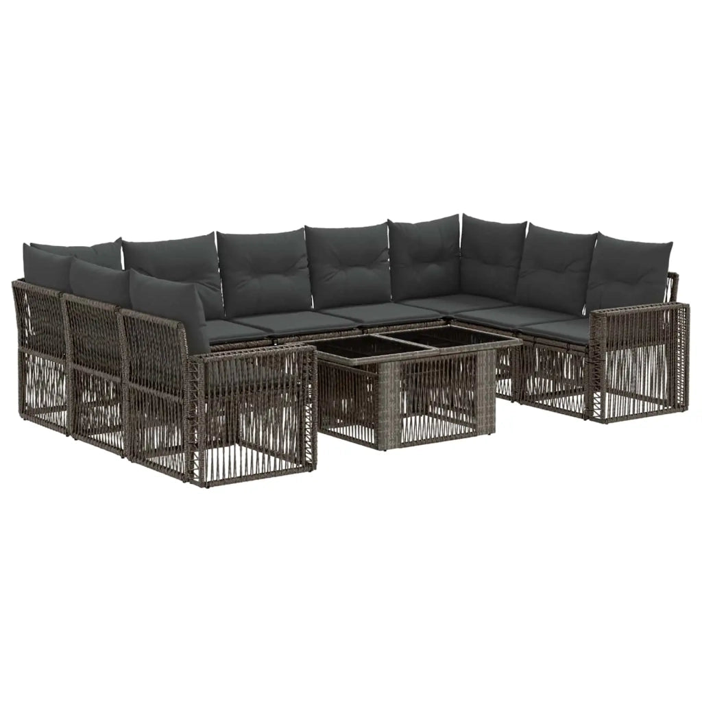 Set Divano da Giardino 10 pz Grigio e Grigio Scuro polyrattan 3436838