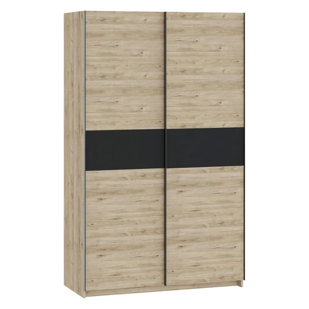 Armadio Camera da Letto Maba, Guardaroba 2 Ante 2 Ripiani, 120x204h cm Marrone Rovere