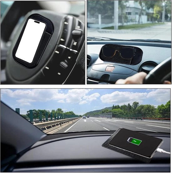 4 mattonelle antiscivolo auto per auto dashboard - Cuscino di fissaggio in silicone - Decorazione auto - Sostituto antiscivolo per smartphone