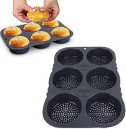 Forma per hamburger - 6 cavità - Muffiniera in silicone - Resistente al calore - Ripiegabile - Riciclabile - Dimensioni 34,5x23,5x4 cm