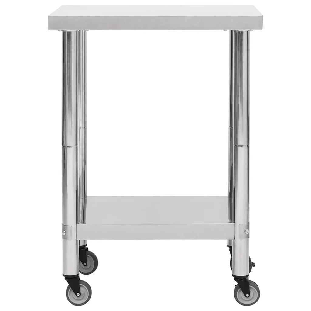 Tavolo da Lavoro Cucina con Ruote 60x30x85 cm in Acciaio Inox CFW3444532