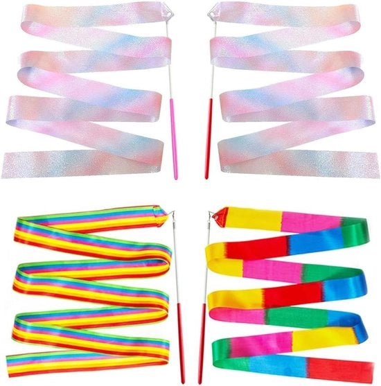 Dannesi per bambini - 4 pezzi, 170 cm, per bambini, con stelo rotante scintillante (Arcobaleno)