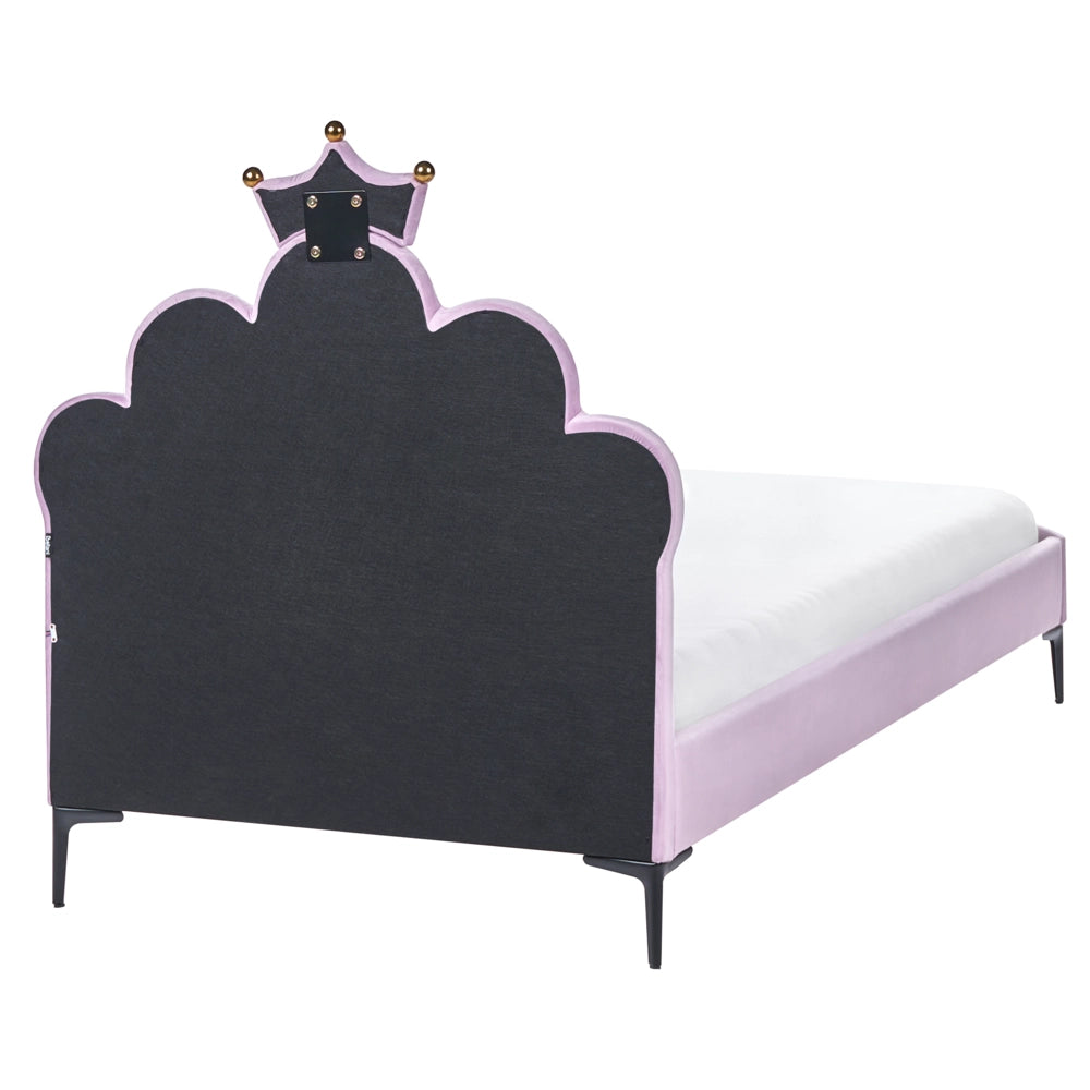 Letto singolo con LED in velluto viola con base a doghe 90 x 200 cm  cameretta Moderna Tradizionale