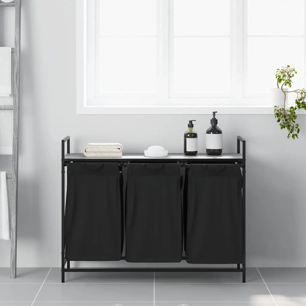 Cesto per la Biancheria 3 Scomparti con Ripiano Grigio Sonoma CFW4581565