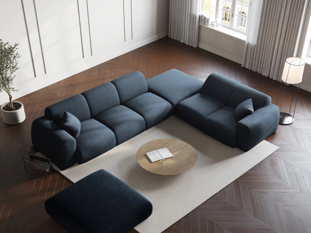 Cosmopolitan Design - Divano angolare destro "Nolio" 4 posti in ciniglia blu reale 