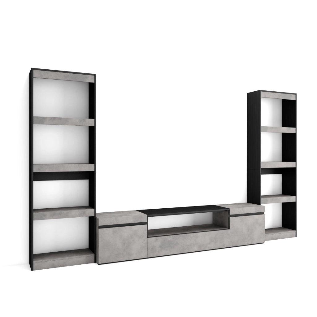 Mobile TV, Soggiorno, 320x35x186cm, Per TV fino a 80", Set di mobili, grigio cemento RF2606