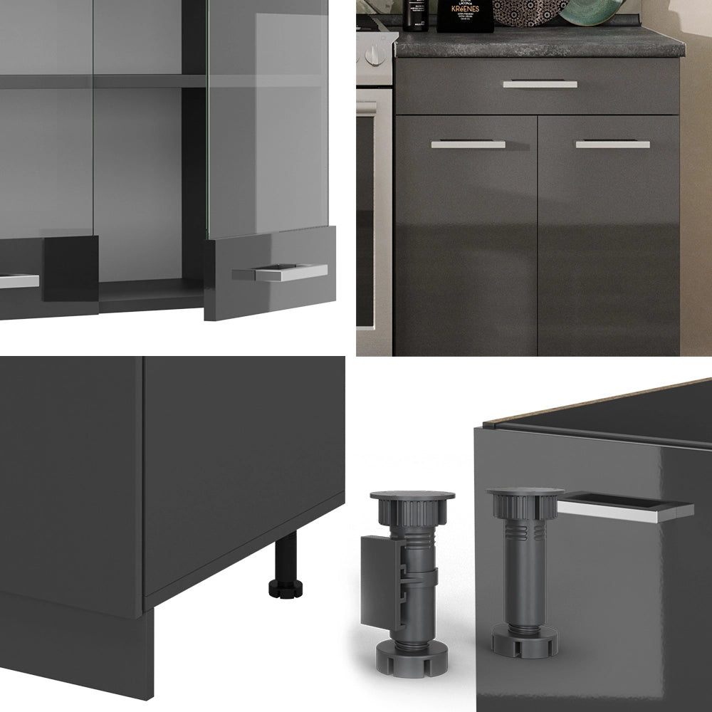 Vicco Cucina componibile Antracite lucido/antracite 200 cm , PL Rovere