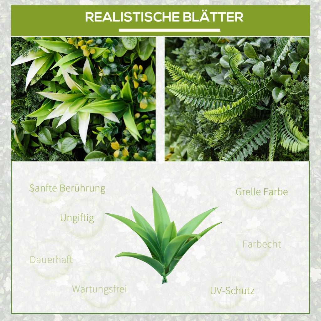 PARETE VEGETALE ARTIFICIALE Set da 12 pezzi 50x50 cm Verde in Polietilene