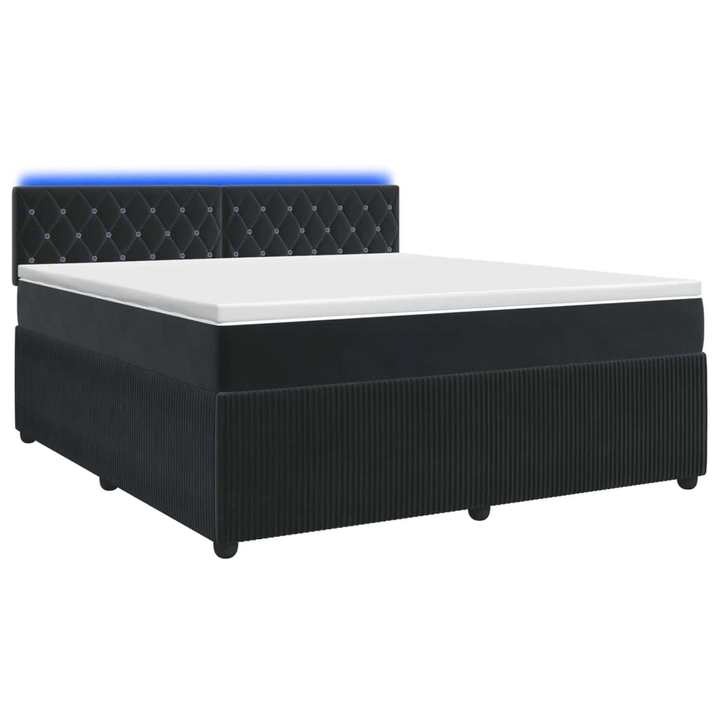 Letto box spring con materasso Nero 140 x 190 cm Velluto 3453133
