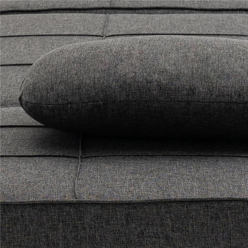 POLTRONA LETTO 3 IN 1 CON SCHIENALE REGOLABILE E CUSCINO IN TESSUTO EFFETTO LINO 95X179X78 CM GRIGIO
