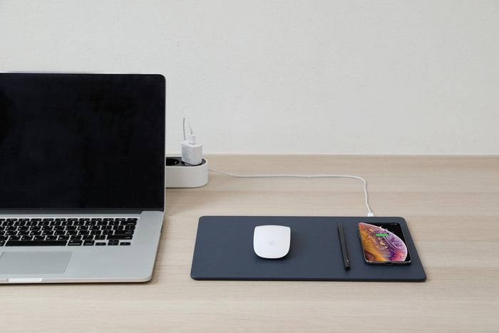 Tappetino per Mouse 34,6x22,5x0,5 cm con Base di Ricarica Wireless Veloce Blu Notte