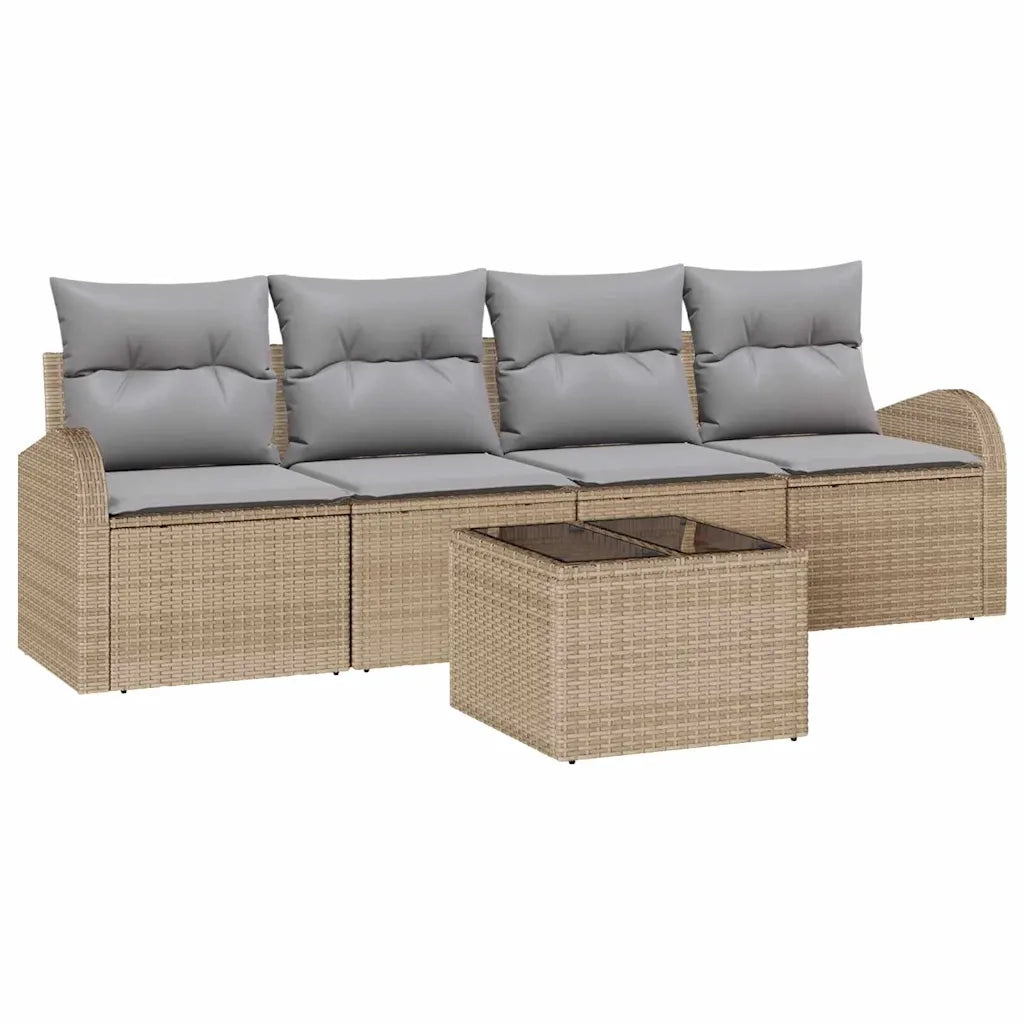 Set Divano da Giardino 5 pcs Beige e grigio polyrattan 3354579