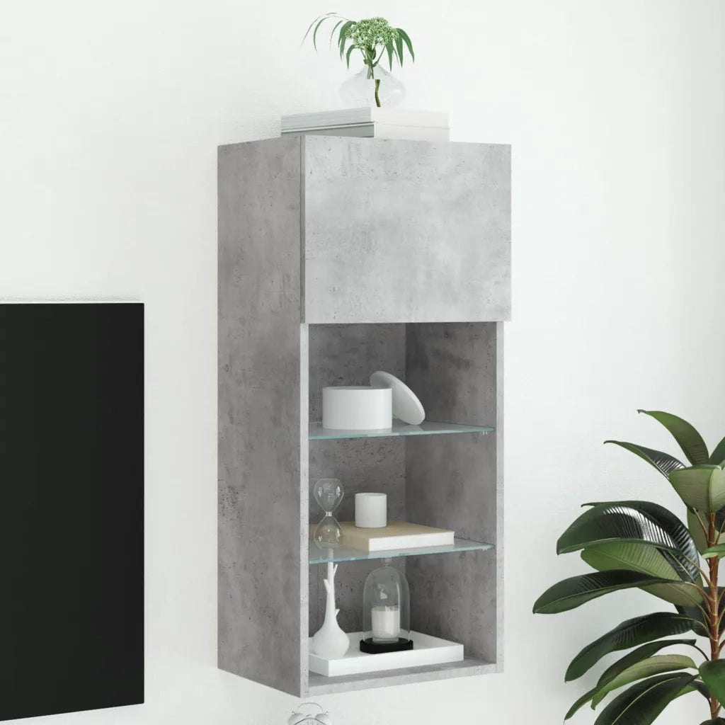 Mobile TV con Luci LED-Credenza TV-Console TV Grigio Cemento 40,5x30x90 cm