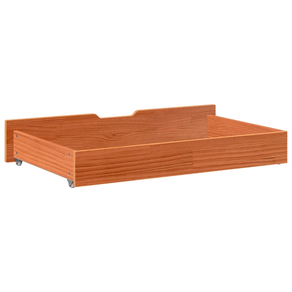 Cassettoni per Letto 2pz Marrone Cera 95x55x17 cm Legno di Pino