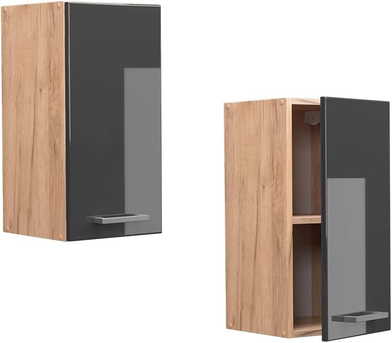Pensile da cucina R-Line, Antracite lucido, 30 cm, per la libera combinazione all'interno di sistemi cucina modulari