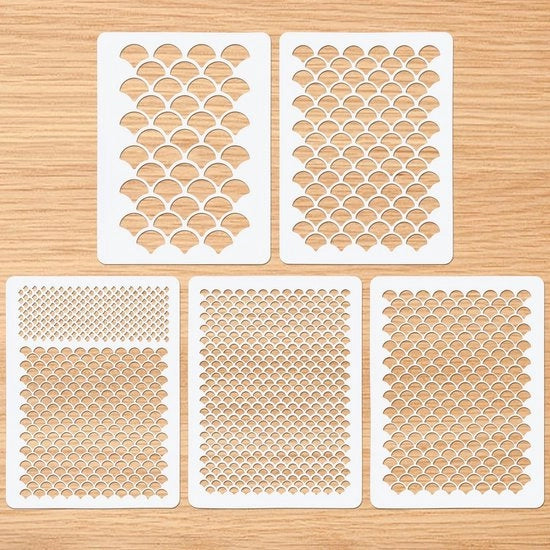 Kit di stencil per pittura a tempera - 5 pezzi - 20x15cm - stoffa per pittura - plastica riciclabile