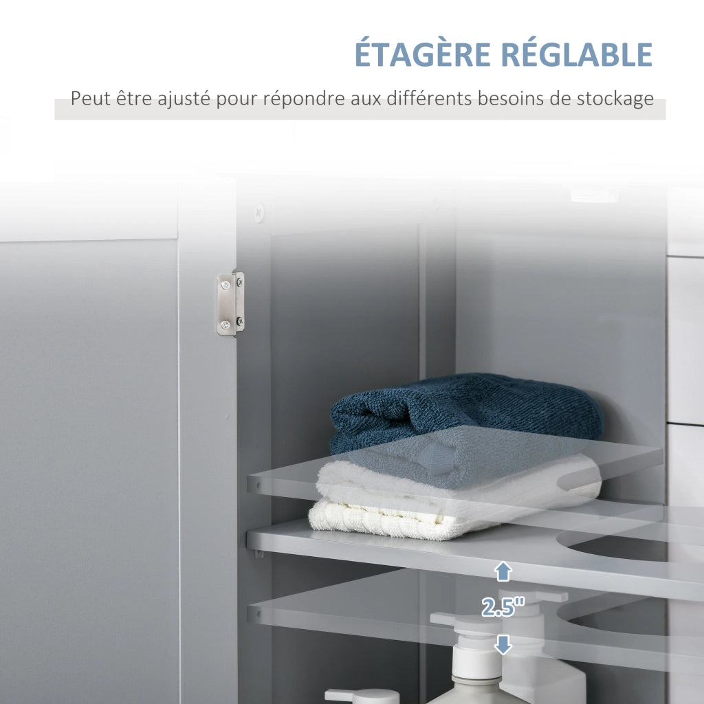Mobiletto sottolavabo con 2 ante e ripiano ¨C zephmum ¨C legno grigio 60x30x60 cm
