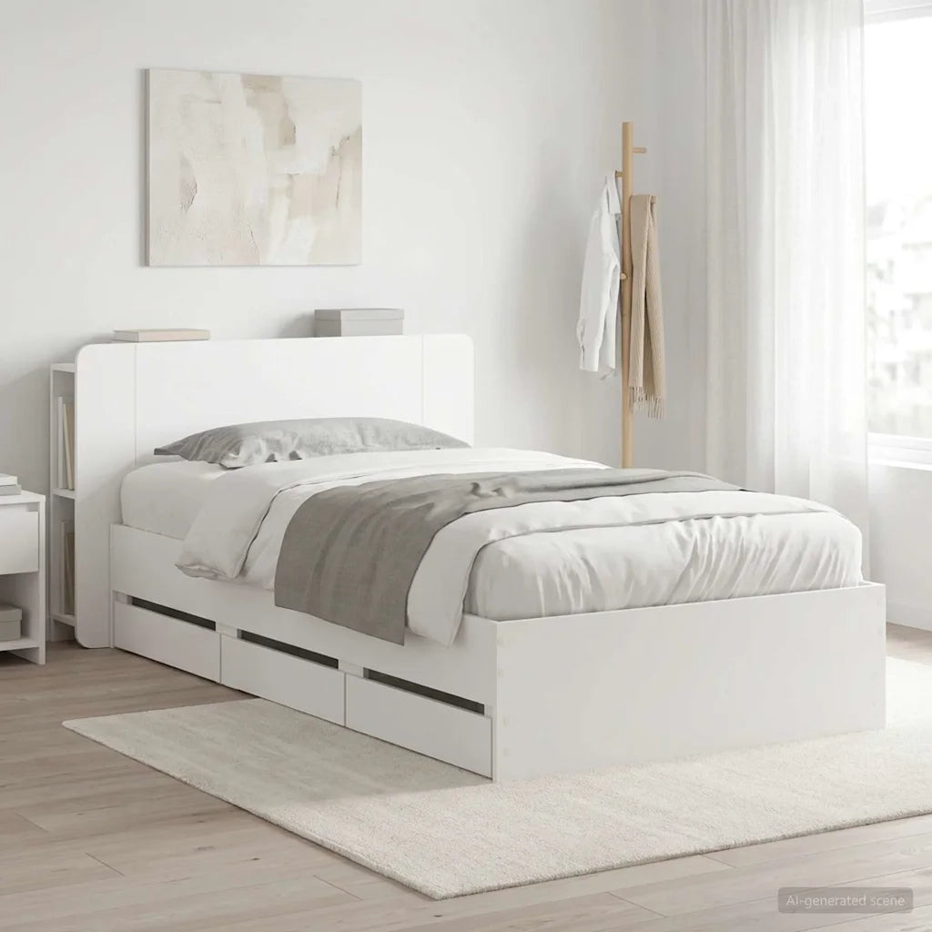 Struttura del letto con stoccaggio e testata Bianco 80 x 200 cm 3433918