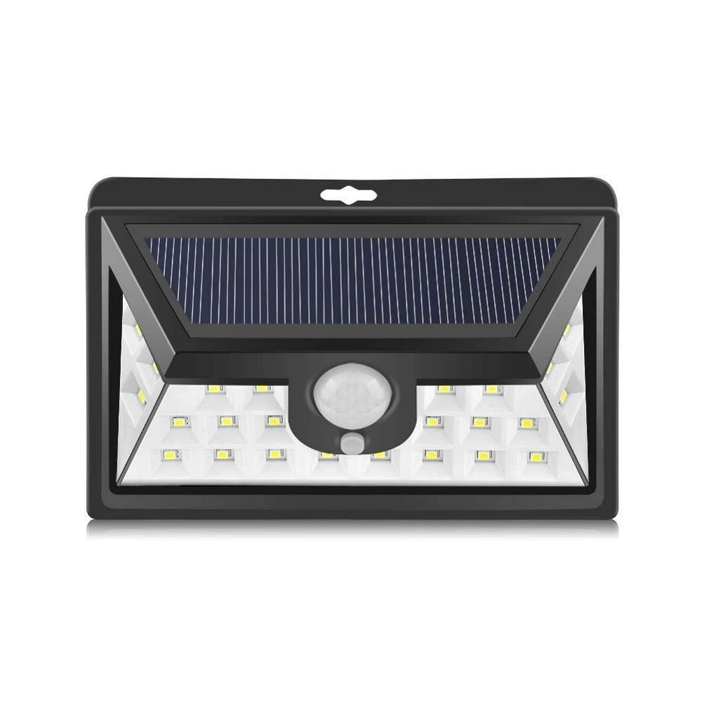 Trade Shop - Faro Led Con Pannello Solare Crepuscolare 24 Led Sensore Movimento Crepuscolare -