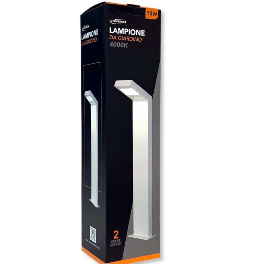 Trade Shop - Lampada Applique Led Da Giardino 10w Ip54 Lampione Bollard Da Terra Luce 4000k 954pa-h580 - Bianco