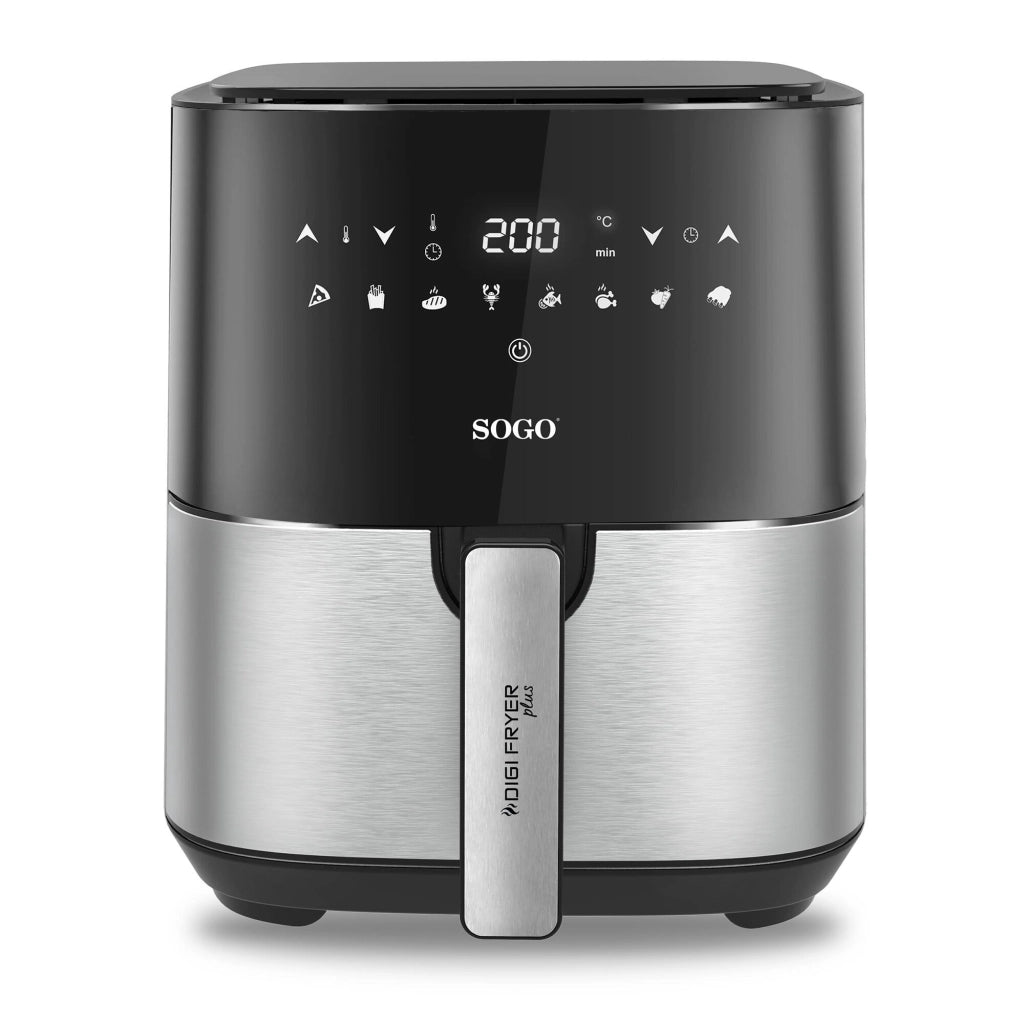 Friggitrice ad aria 5L con 8 programmi, temperatura 80-200°C e timer 60 min 1450W con display touch e ricettario - Sogo