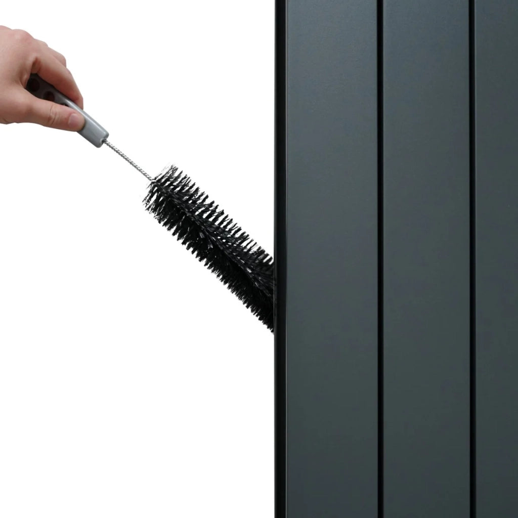 Radiatore in Alluminio e Valvole Cromate TRV in Verticale Grigio Antracite 1800mm x 395mm