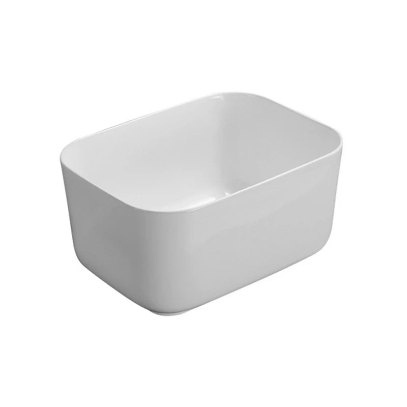 Lavabo da appoggio in ceramica bianco lucido 505x380x255 mm senza piletta