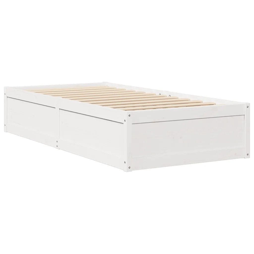Letto senza Materasso-Struttura Letto Bianco 90x190 cm in Legno Massello Pino 117073