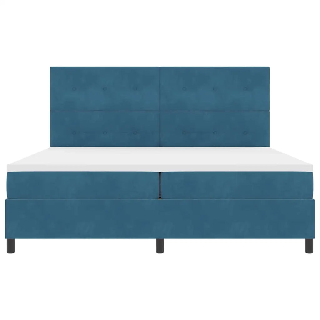 Letto a Sorgente LED Blu Scuro 200 x 200 cm Velluto 3343338