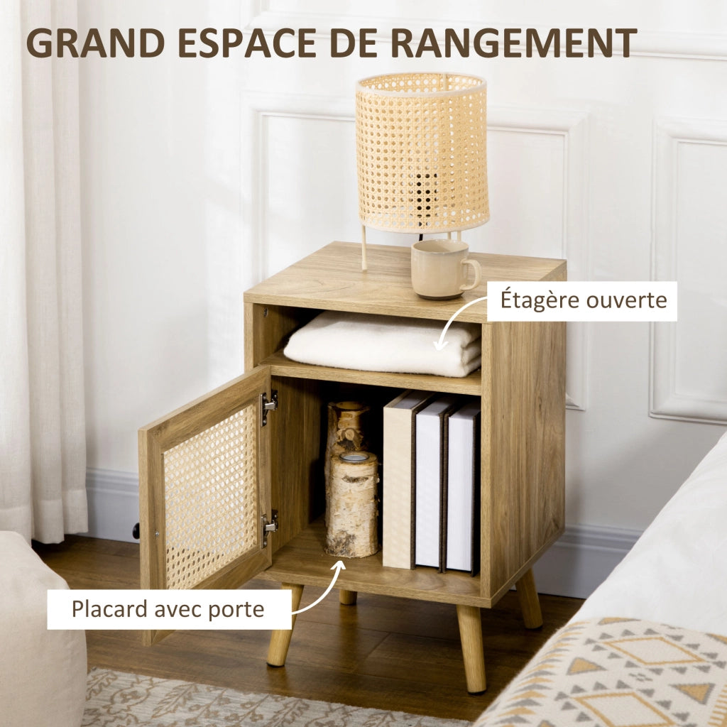 Comodino con cassetto e nicchia ¨C zephmum ¨C 39x35x60 cm effetto legno naturale