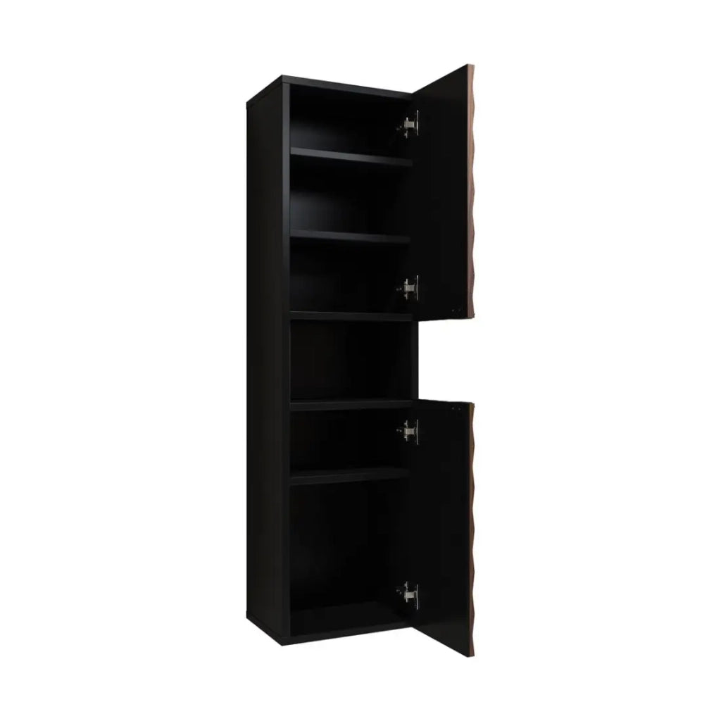 Set di 3 mobili da bagno KING – Rovere scuro e nero - 80 cm