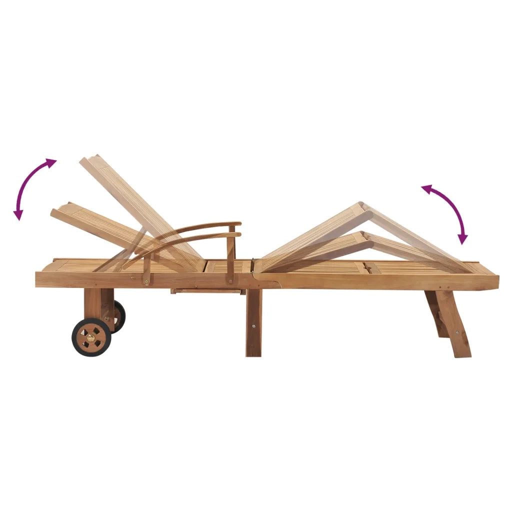 Lettino Prendisole in Legno Massello di Teak 48015