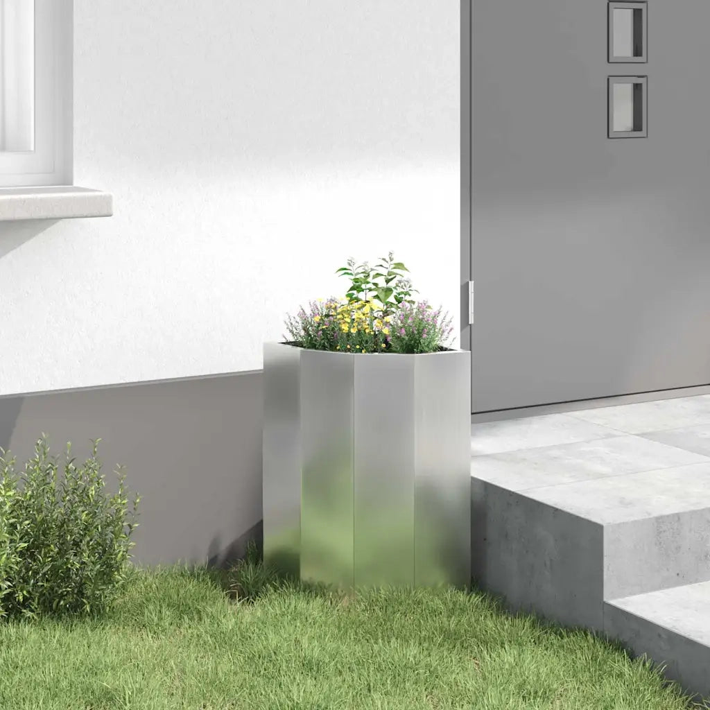 Vaso d'angolo Argento 30 x 30 x 50 cm Acciaio zincato