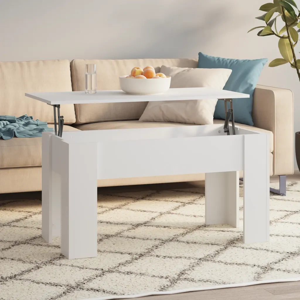 Tavolino da Salotto Bianco 101x49x52 cm in Legno Multistrato cod mxl 23894