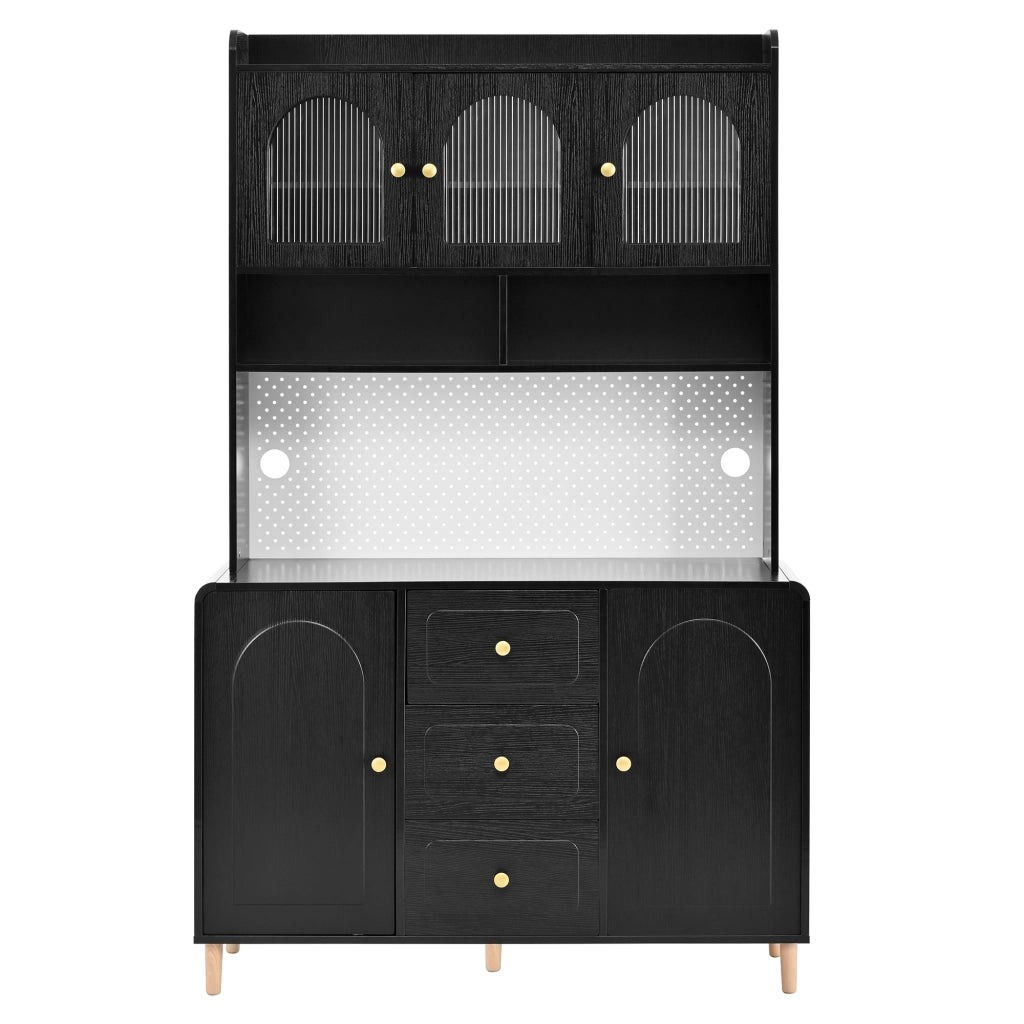 Credenza Alta con Cassetti e Gambe in Massello ¨C MINIMAL ¨C Nero