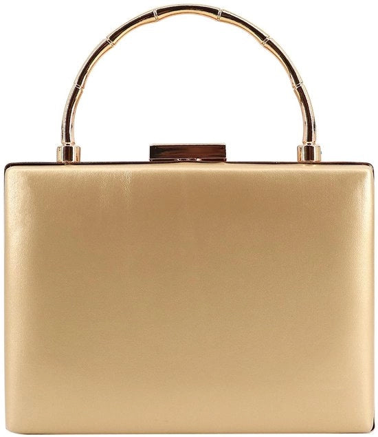 Borsa da sera per donne - borsa da sera in pelle imitata, borsa da sera lucidata, clutch, portafoglio per donne, sera, matrimonio (stile tedesco 13-oro)