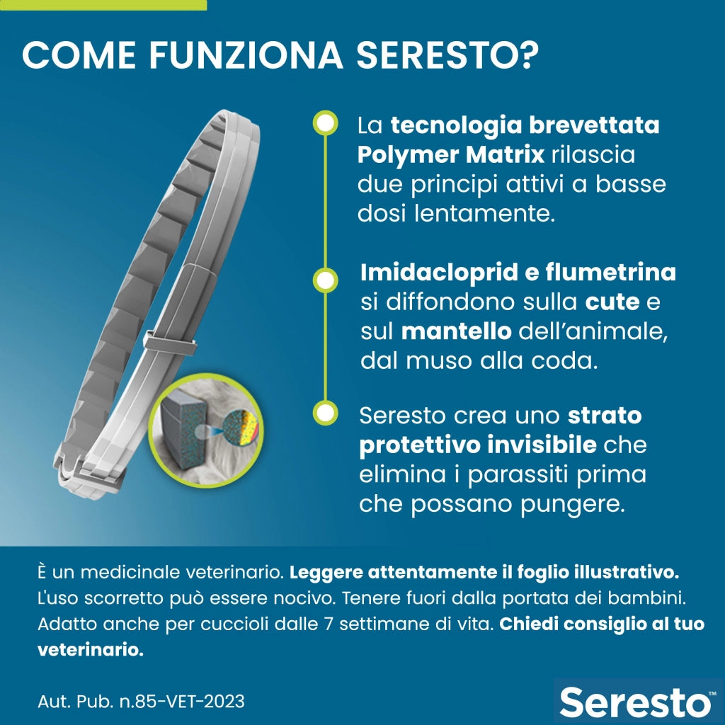 Bayer COLLARE ANTIPARASSITARIO SERESTO per cani fino a kg. 8 cm. 38