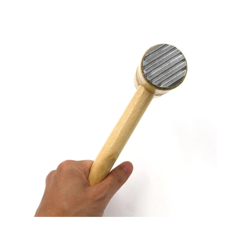 Trade Shop - Mazzuola Mazzetta Batticarne Rompinervi Con 2 Facce Manico In Legno Taglianervi -